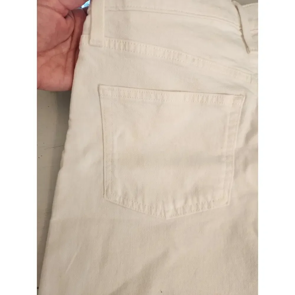 NWT J. Crew High-Rise Denim Short In White Mid Length 27 *Flaw